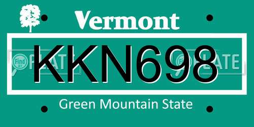 KKN698 Vermont License Plate