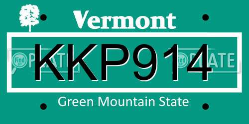 KKP914 Vermont License Plate