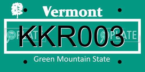 KKR003 Vermont License Plate