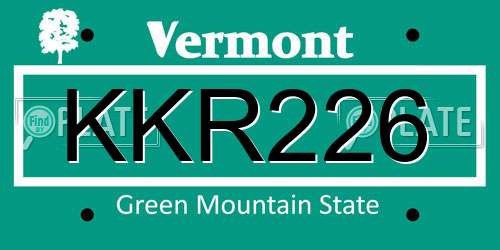 KKR226 Vermont License Plate