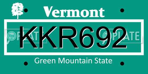 KKR692 Vermont License Plate