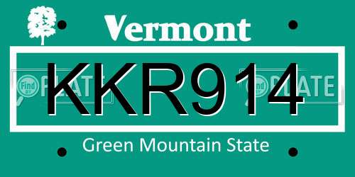 KKR914 Vermont License Plate