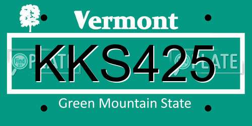 KKS425 Vermont License Plate