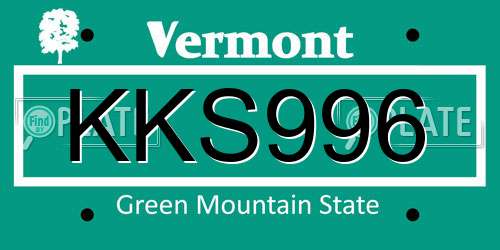 KKS996 Vermont License Plate
