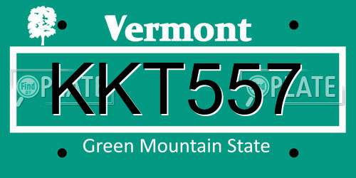 KKT557 Vermont License Plate