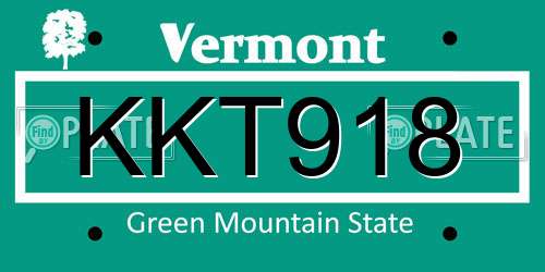 KKT918 Vermont License Plate