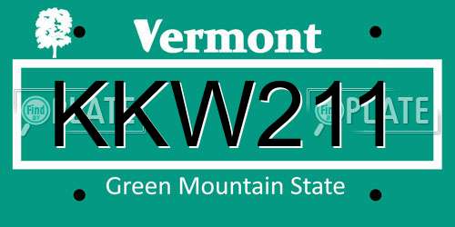 KKW211 Vermont License Plate