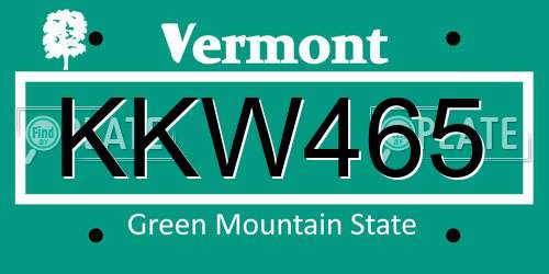 KKW465 Vermont License Plate