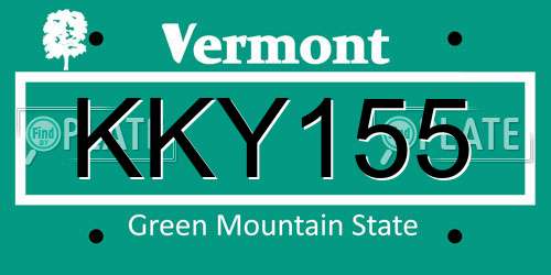 KKY155 Vermont License Plate