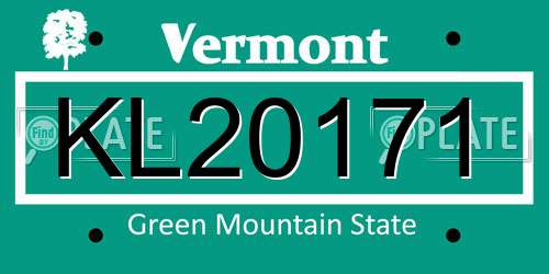 KL20171 Vermont License Plate