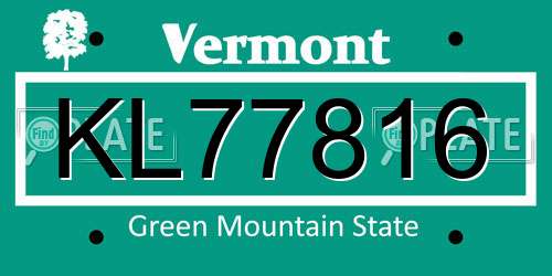 KL77816 Vermont License Plate