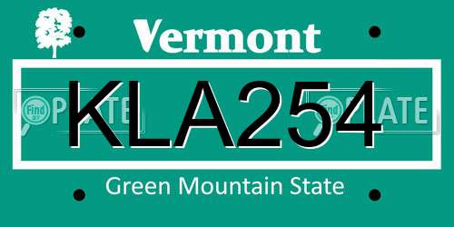 KLA254 Vermont License Plate