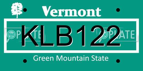 KLB122 Vermont License Plate
