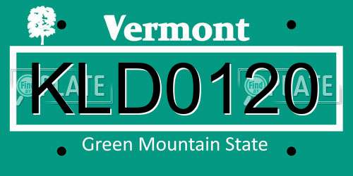 KLD0120 Vermont License Plate