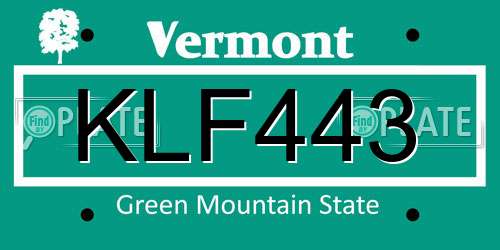 KLF443 Vermont License Plate