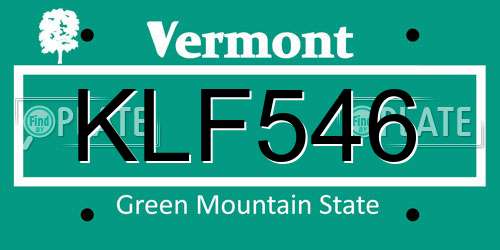 KLF546 Vermont License Plate