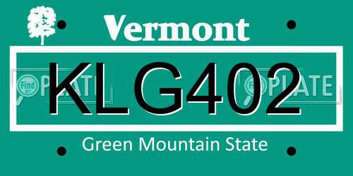 KLG402 Vermont License Plate
