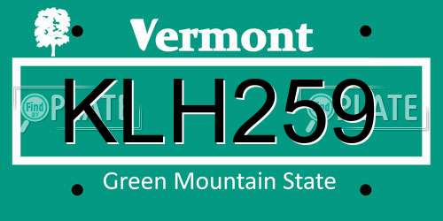 KLH259 Vermont License Plate