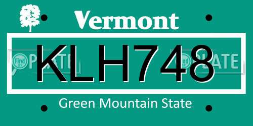 KLH748 Vermont License Plate