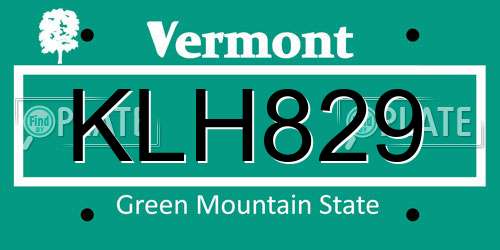 KLH829 Vermont License Plate