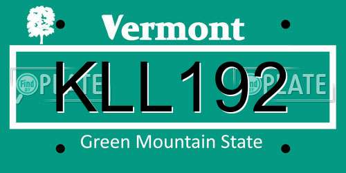 KLL192 Vermont License Plate