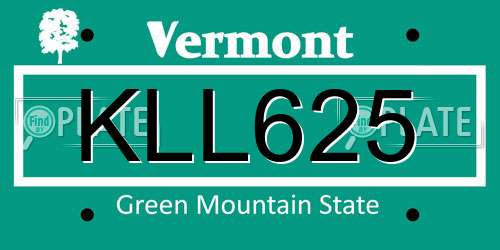 KLL625 Vermont License Plate