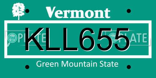 KLL655 Vermont License Plate