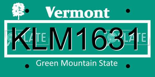 KLM1631 Vermont License Plate