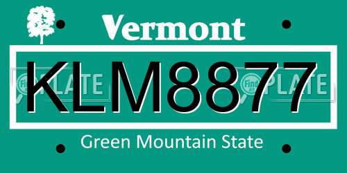 KLM8877 Vermont License Plate