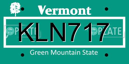 KLN717 Vermont License Plate