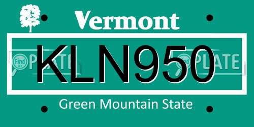 KLN950 Vermont License Plate