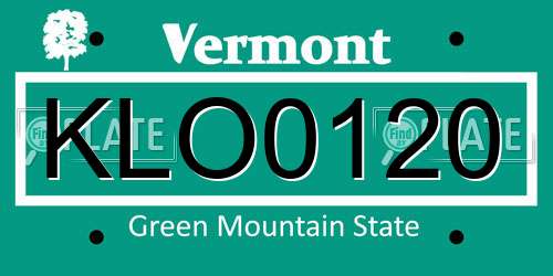 KLO0120 Vermont License Plate