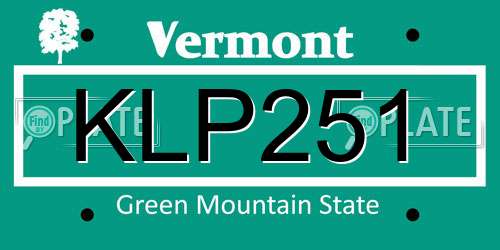 KLP251 Vermont License Plate