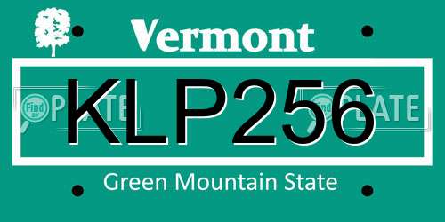 KLP256 Vermont License Plate
