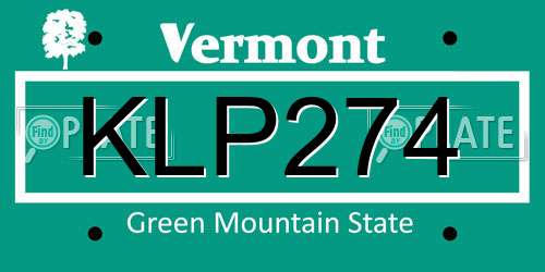 KLP274 Vermont License Plate