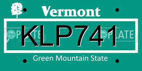 KLP741 Vermont License Plate