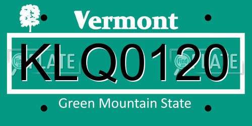 KLQ0120 Vermont License Plate