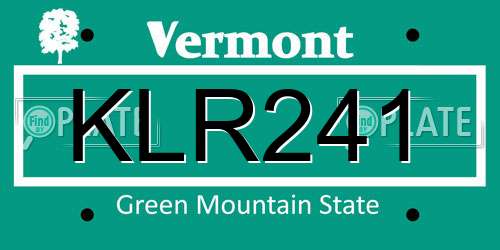 KLR241 Vermont License Plate