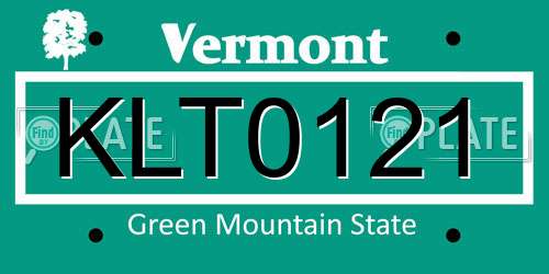 KLT0121 Vermont License Plate