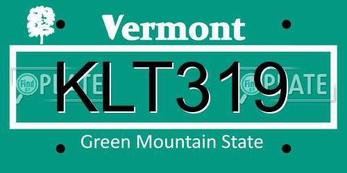 KLT319 Vermont License Plate