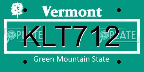 KLT712 Vermont License Plate