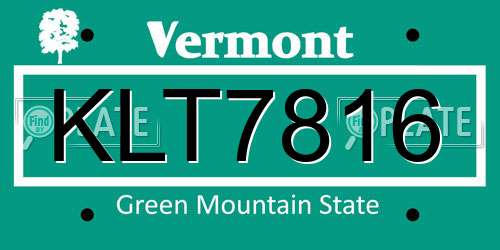 KLT7816 Vermont License Plate