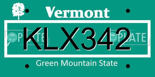 KLX342 Vermont License Plate