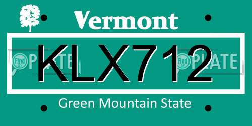 KLX712 Vermont License Plate