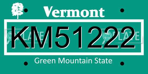 KM51222 Vermont License Plate