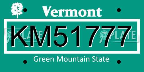 KM51777 Vermont License Plate