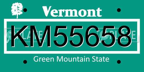KM55658 Vermont License Plate