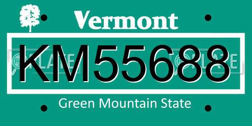 KM55688 Vermont License Plate