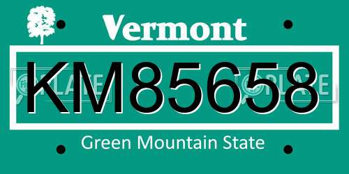 KM85658 Vermont License Plate