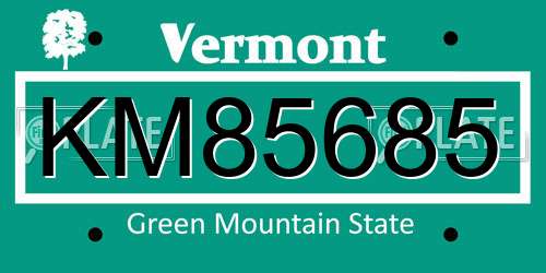 KM85685 Vermont License Plate